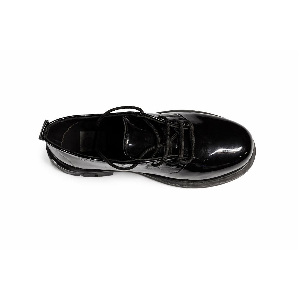 Black Patent Lace Up Derby Shoes with platform sole